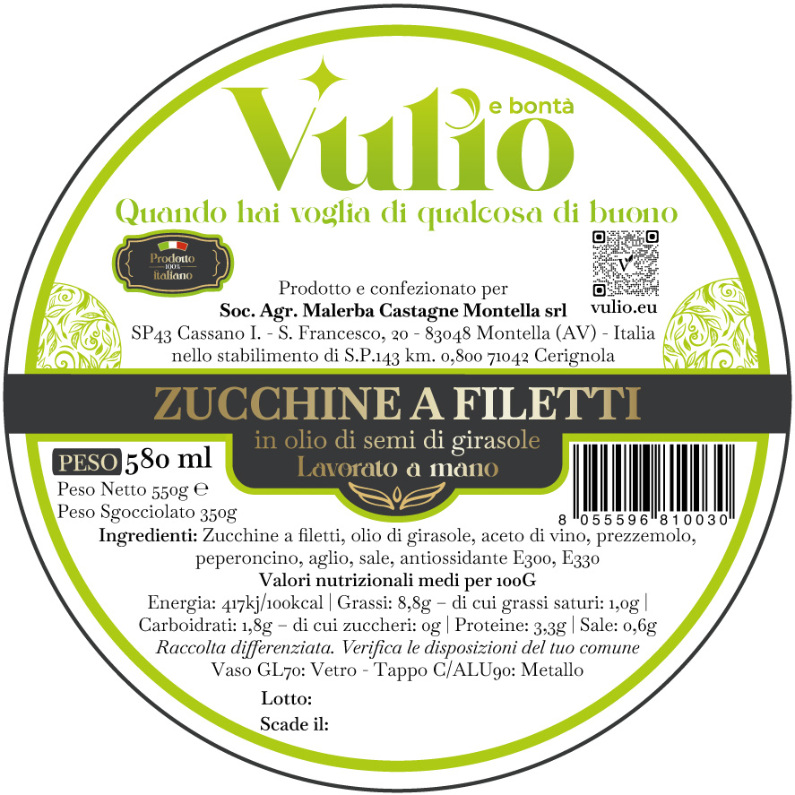 etichetta zucchine a filetti etichetta zucchine a filetti