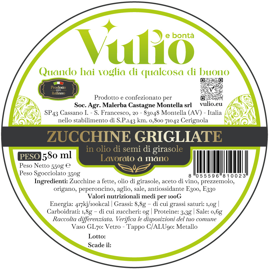 etichetta zucchine grigliate etichetta zucchine grigliate